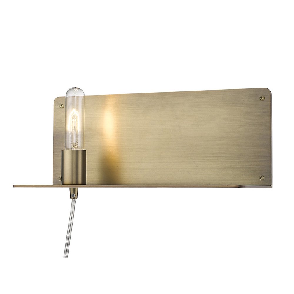 XL Dull Gold Shelf Wall Light on a white background