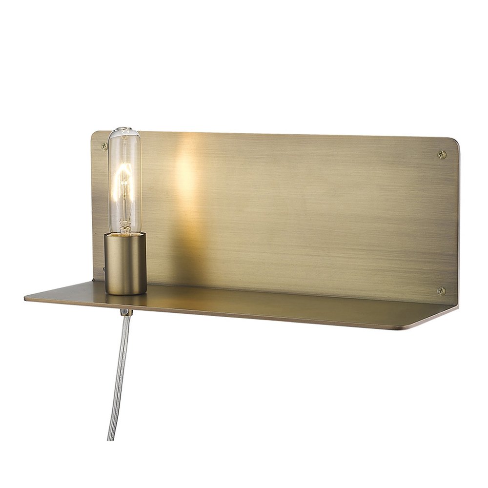 XL Dull Gold Shelf Wall Light on a white background
