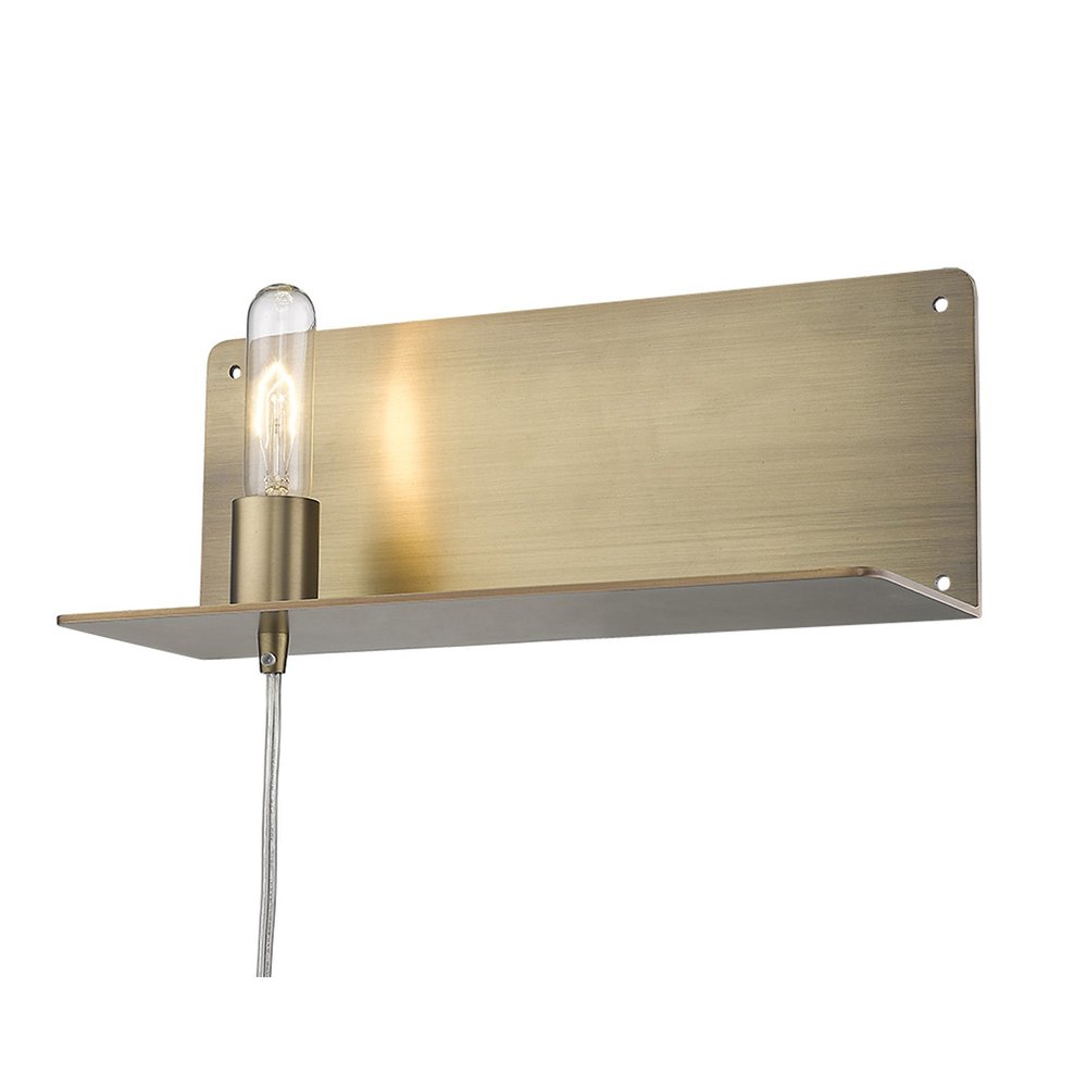 XL Dull Gold Shelf Wall Light on a white background