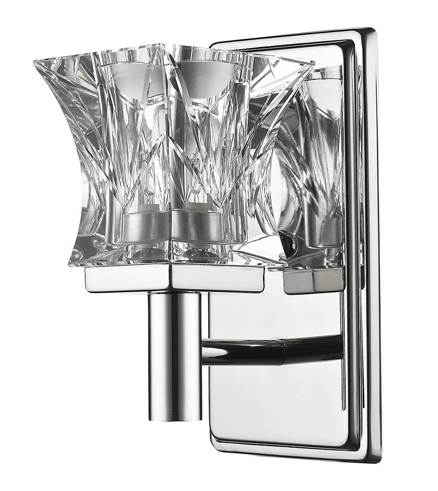 Arabella 1-Light Polished Nickel Sconce With Pressed Crystal Shade on a white background