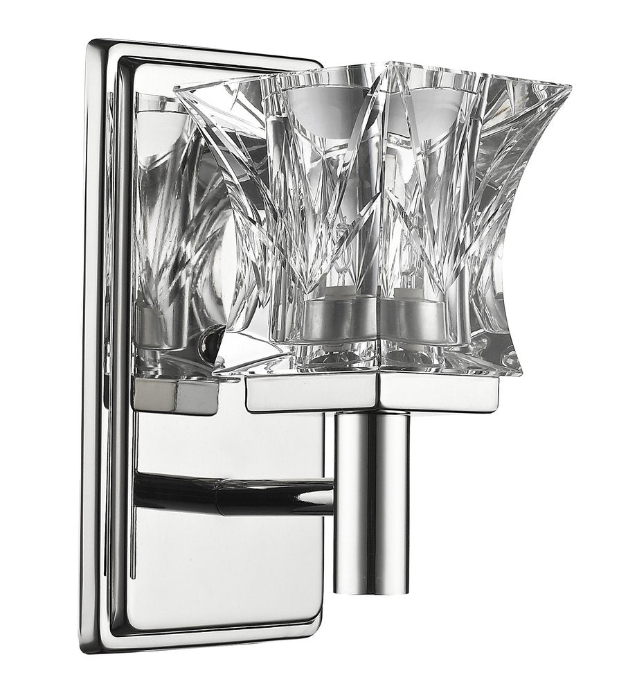 Arabella 1-Light Polished Nickel Sconce With Pressed Crystal Shade on a white background