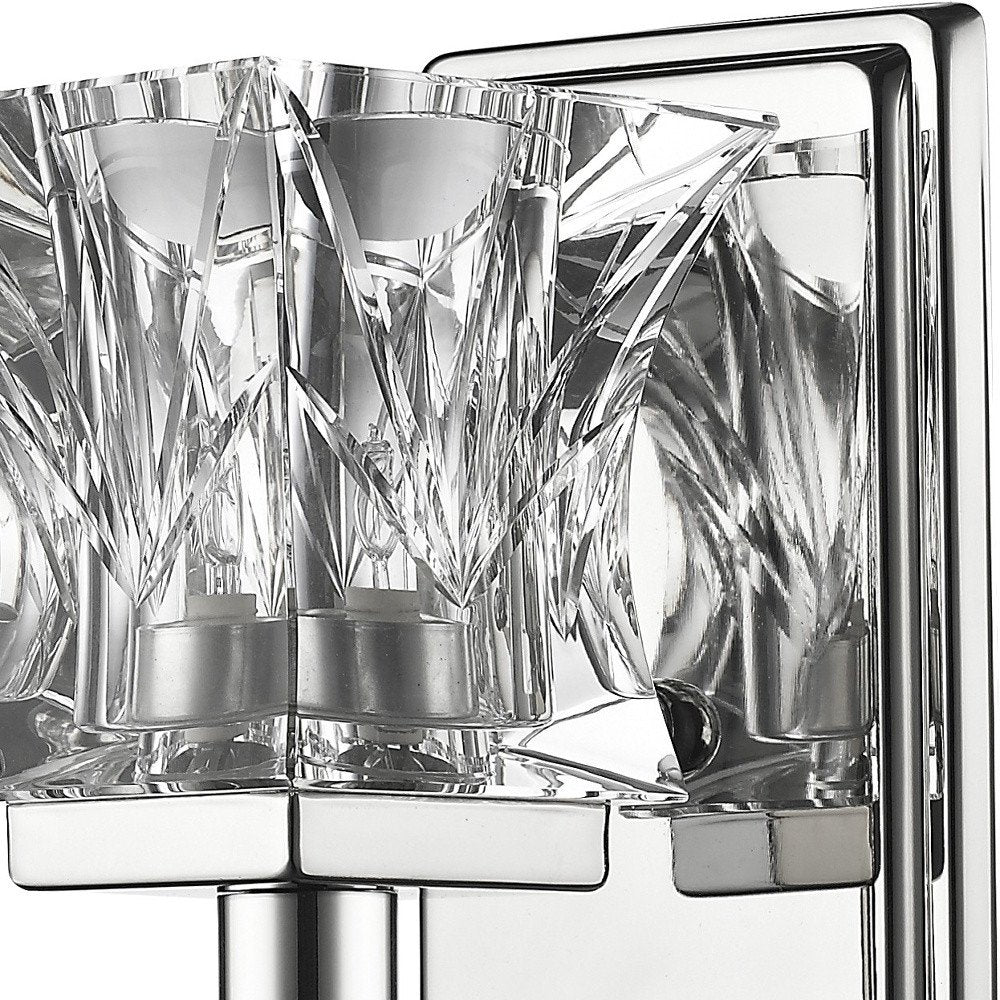 Arabella 1-Light Polished Nickel Sconce With Pressed Crystal Shade on a white background