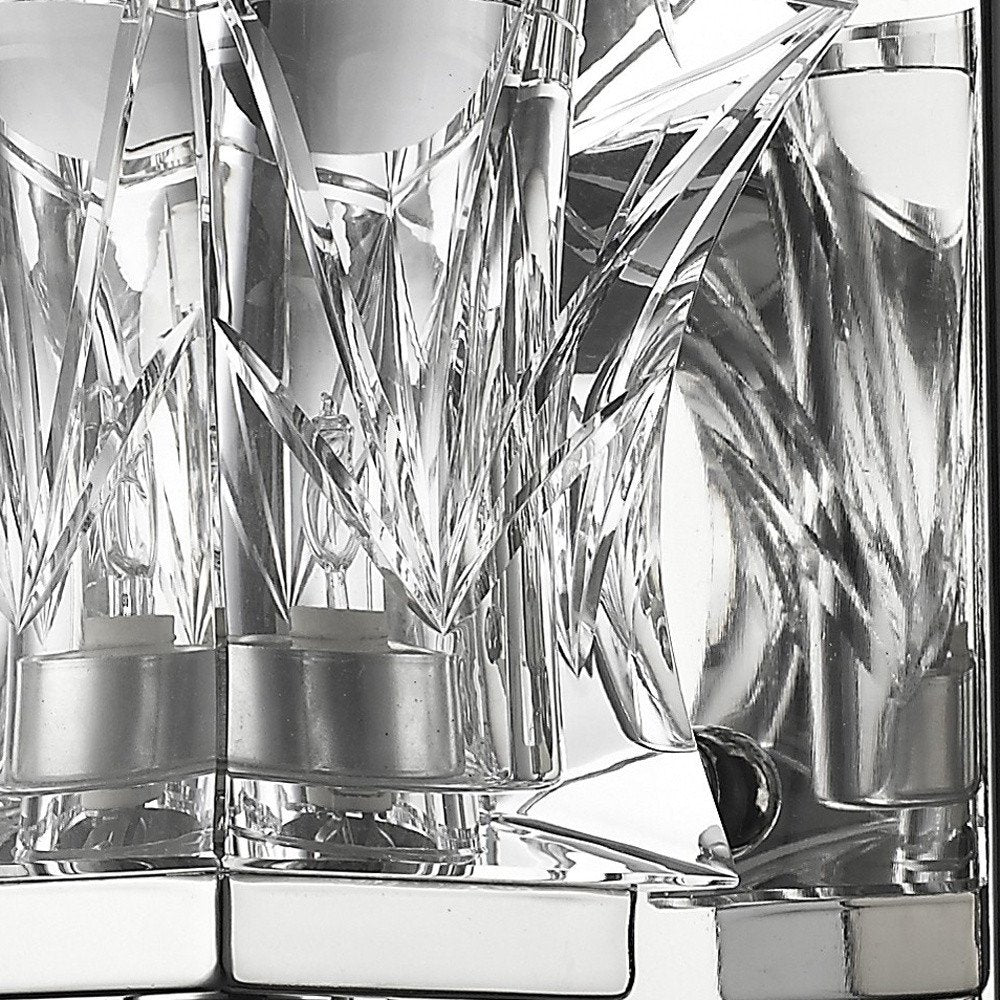 Arabella 1-Light Polished Nickel Sconce With Pressed Crystal Shade on a white background