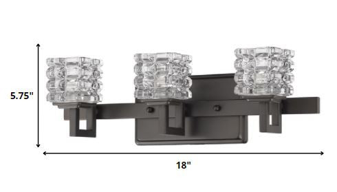 6" Black And Clear Metal Vanity Flush Mounted Sconce