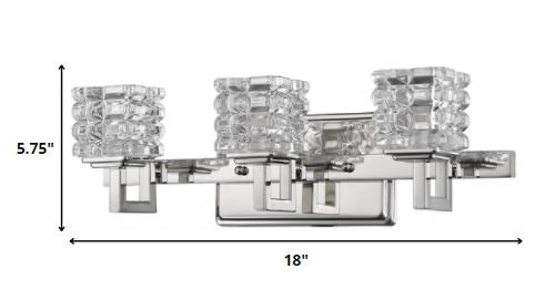 6" Silver And Clear Metal Vanity Flush Mounted Sconce