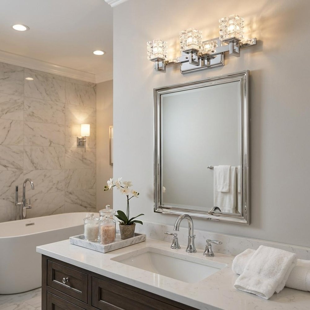 6" Silver And Clear Metal Vanity Flush Mounted Sconce