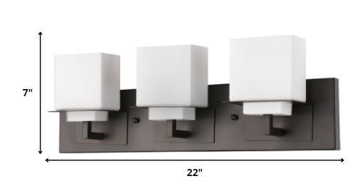 7" Black And White Metal and Glass Vanity Flush Mounted Sconce