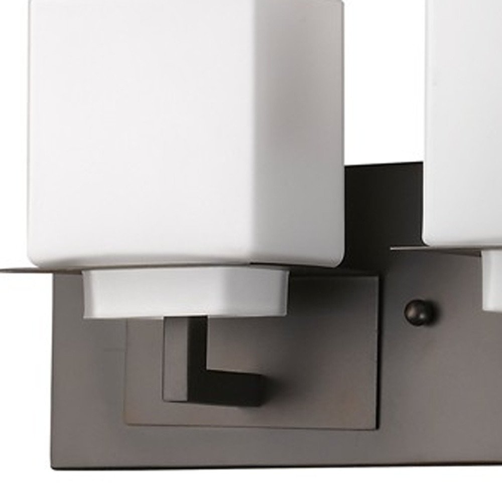 7" Black And White Metal and Glass Vanity Flush Mounted Sconce
