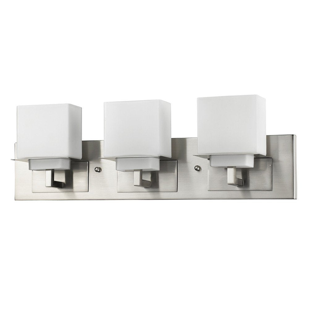 22" Silver And White Metal and Glass Three Lights Flush Mounted Sconce
