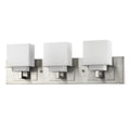 22" Silver And White Metal and Glass Three Lights Flush Mounted Sconce
