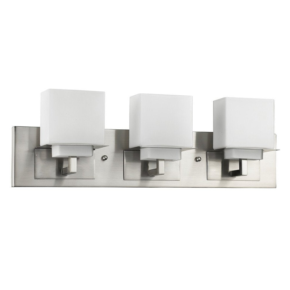 22" Silver And White Metal and Glass Three Lights Flush Mounted Sconce