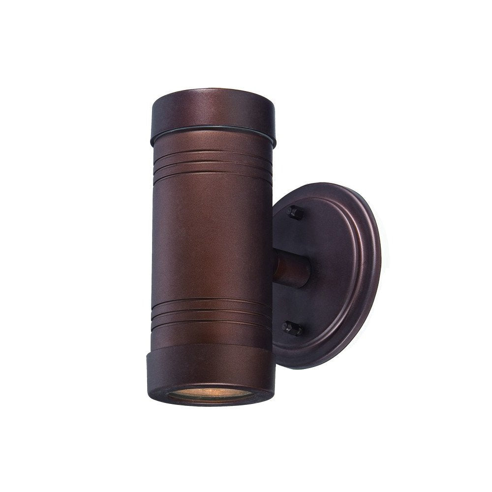 Two Light Bronze Cylinder Wall Light on a white background
