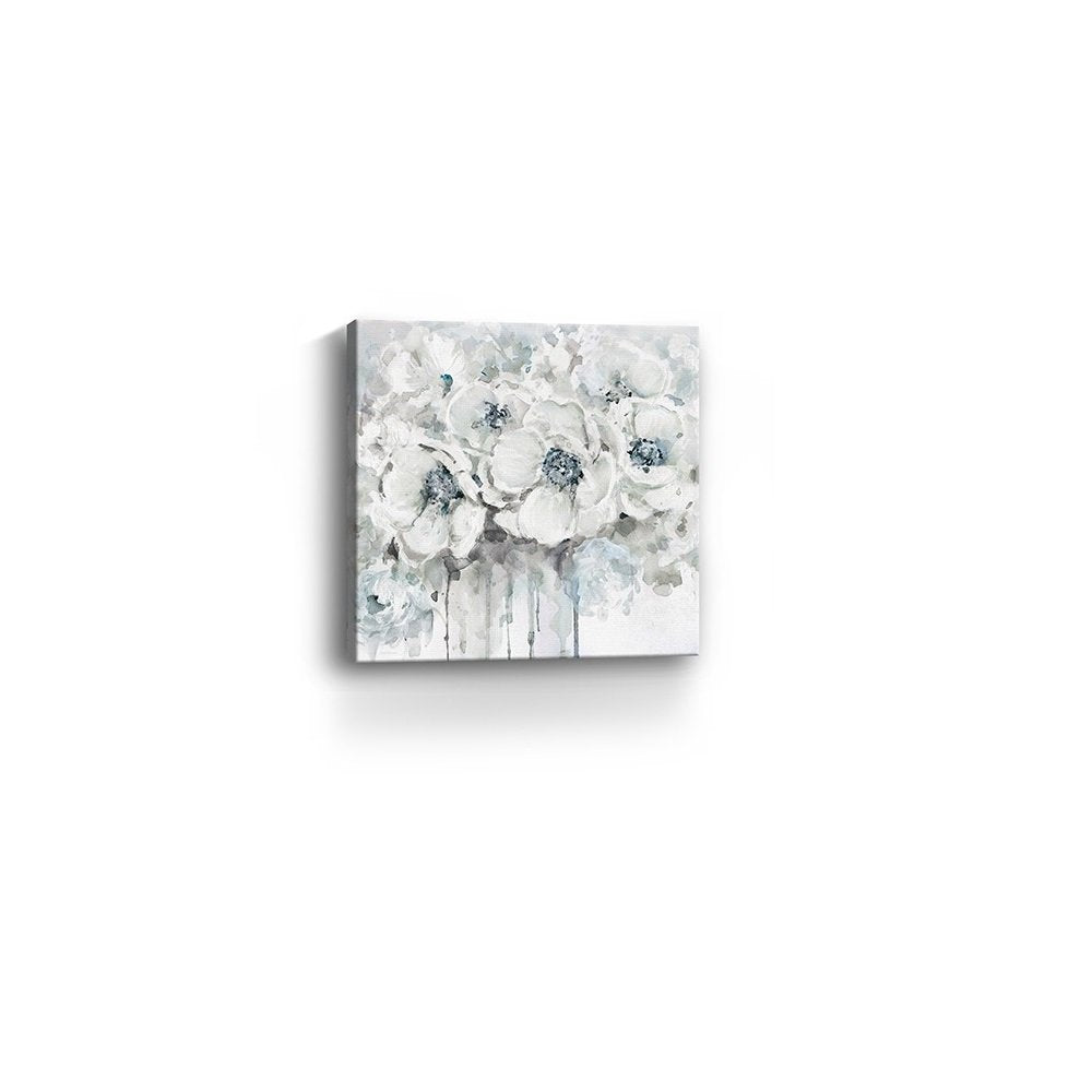 Winter Blues Flower Unframed Print Wall Art on a white background