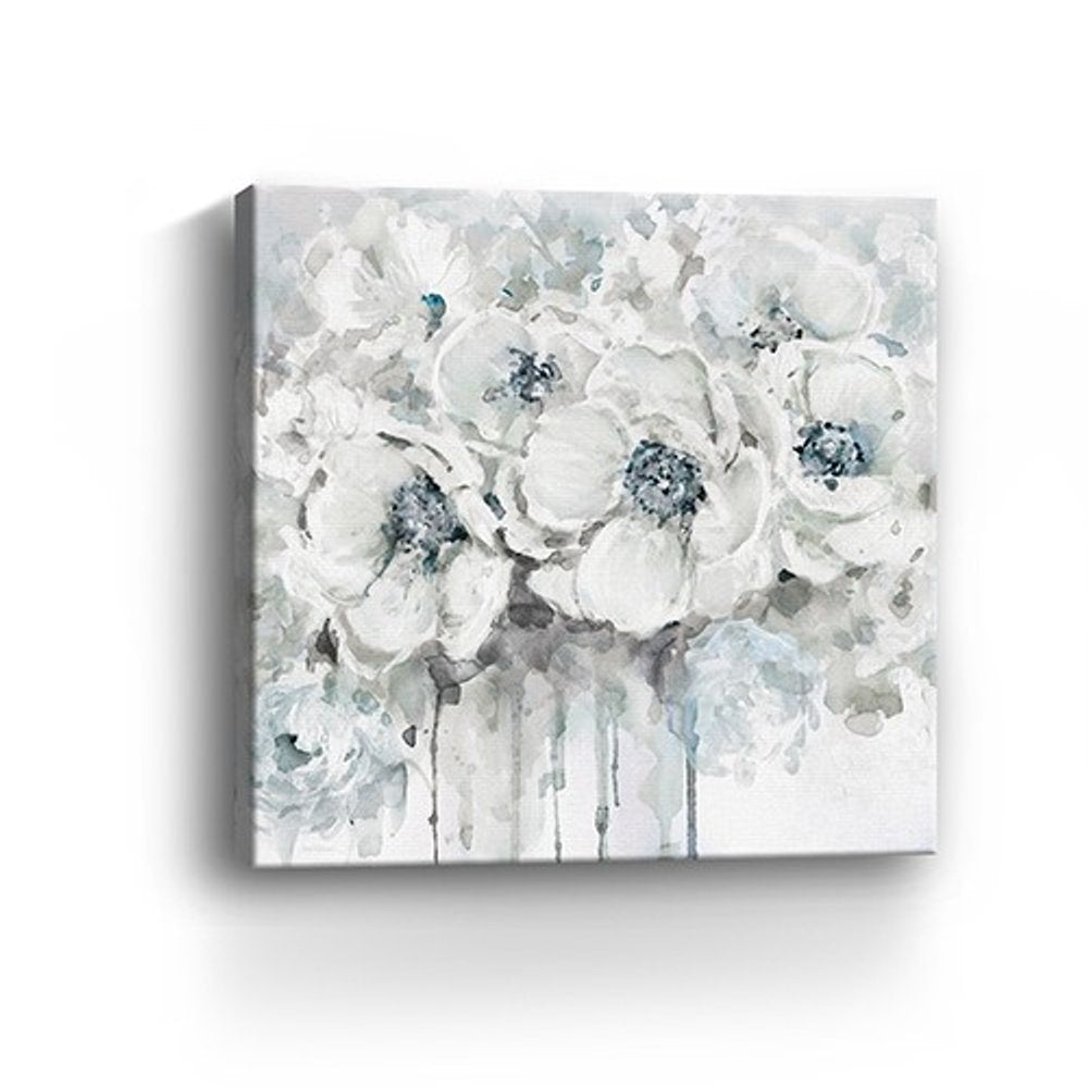 Winter Blues Flower Unframed Print Wall Art on a white background