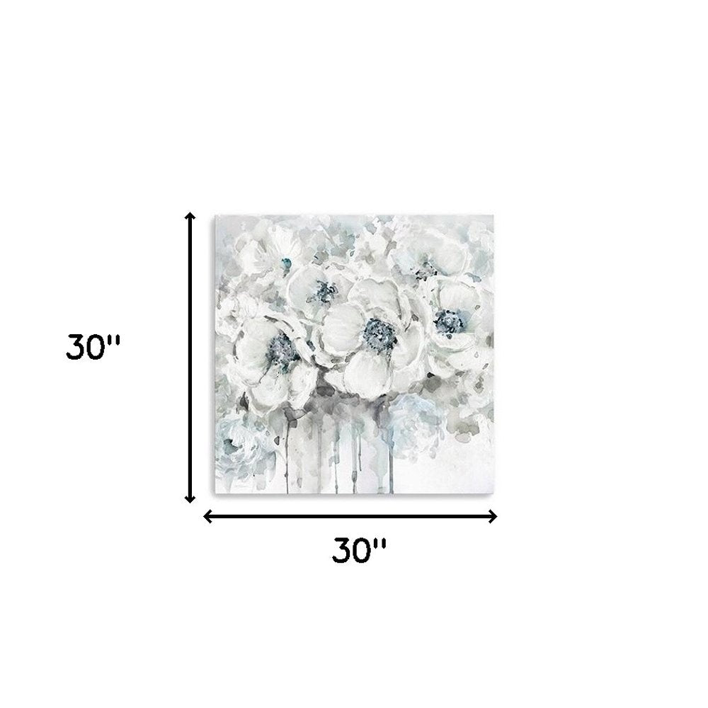 Winter Blues Flower Unframed Print Wall Art on a white background