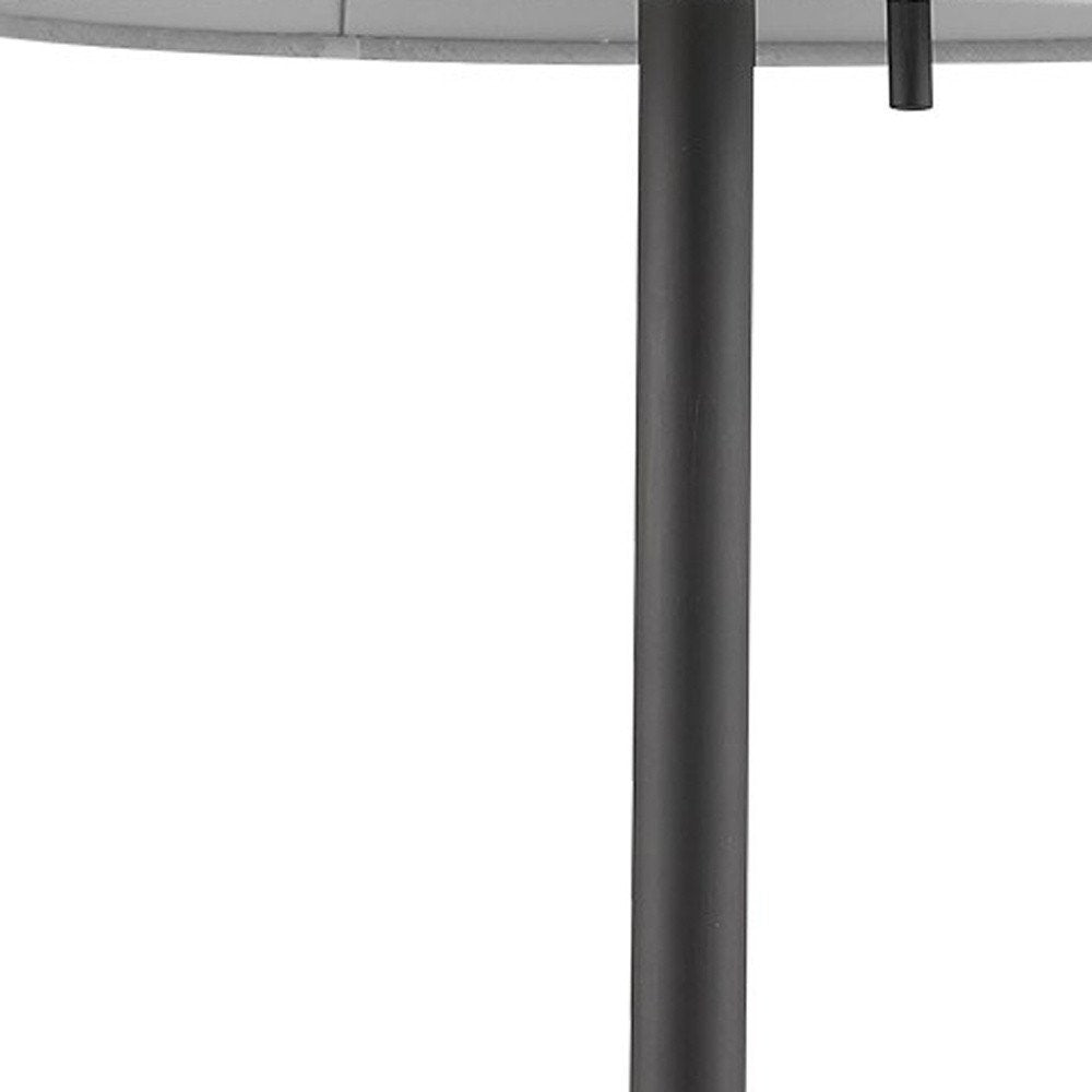 27" Black Metal Table Lamp With White Cone Shade. Table lamp isolated on a plain white background, in a black metal finish.