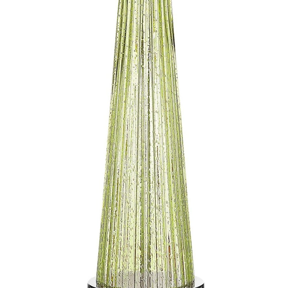 29" Green Glass Buffet Lamp With Off White Empire Shade. Lamp isolated on a plain white background, in a off-white glass finish.