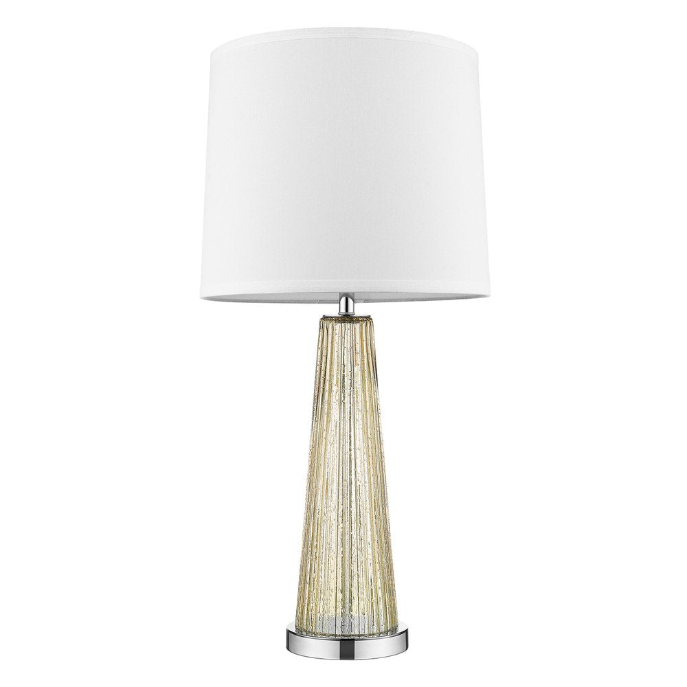 29" Champagne Glass Buffet Lamp With Off White Empire Shade. Lamp isolated on a plain white background, in a off-white glass finish.