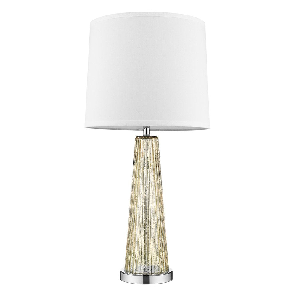 29" Champagne Glass Buffet Lamp With Off White Empire Shade. Lamp isolated on a plain white background, finished in off-white glass.