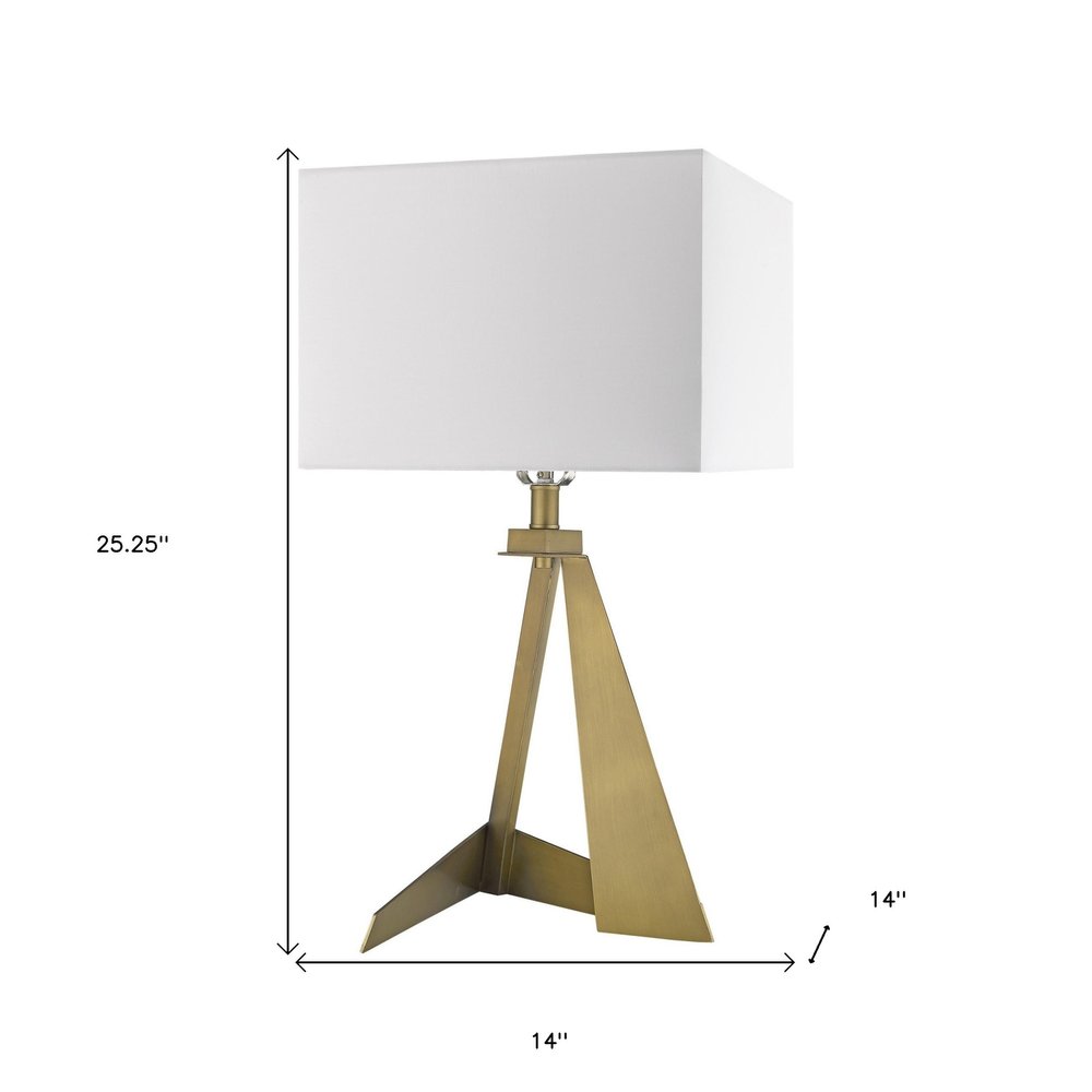 25" Brass Novelty Table Lamp With Shade. Table lamp isolated on a plain white background.