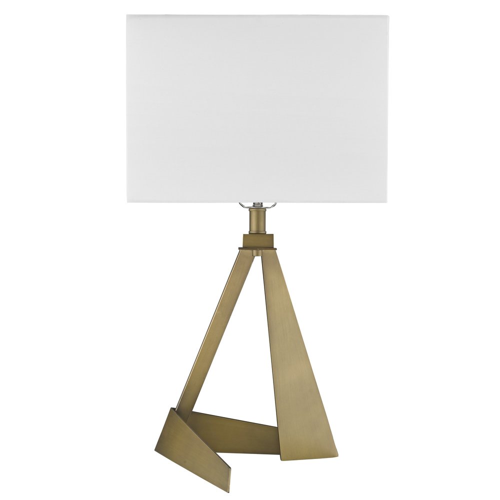 25" Brass Novelty Table Lamp With Shade. Table lamp isolated on a plain white background.