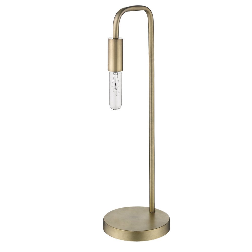 26" Brass Metal Table Lamp. Table lamp isolated on a plain white background, showing a metal surface.