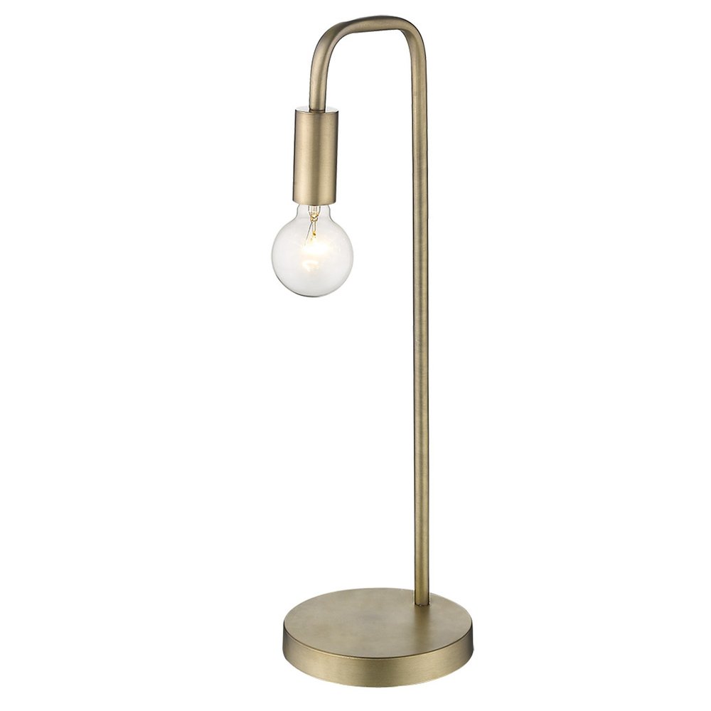 26" Brass Metal Table Lamp. Table lamp isolated on a plain white background, showing a metal surface.