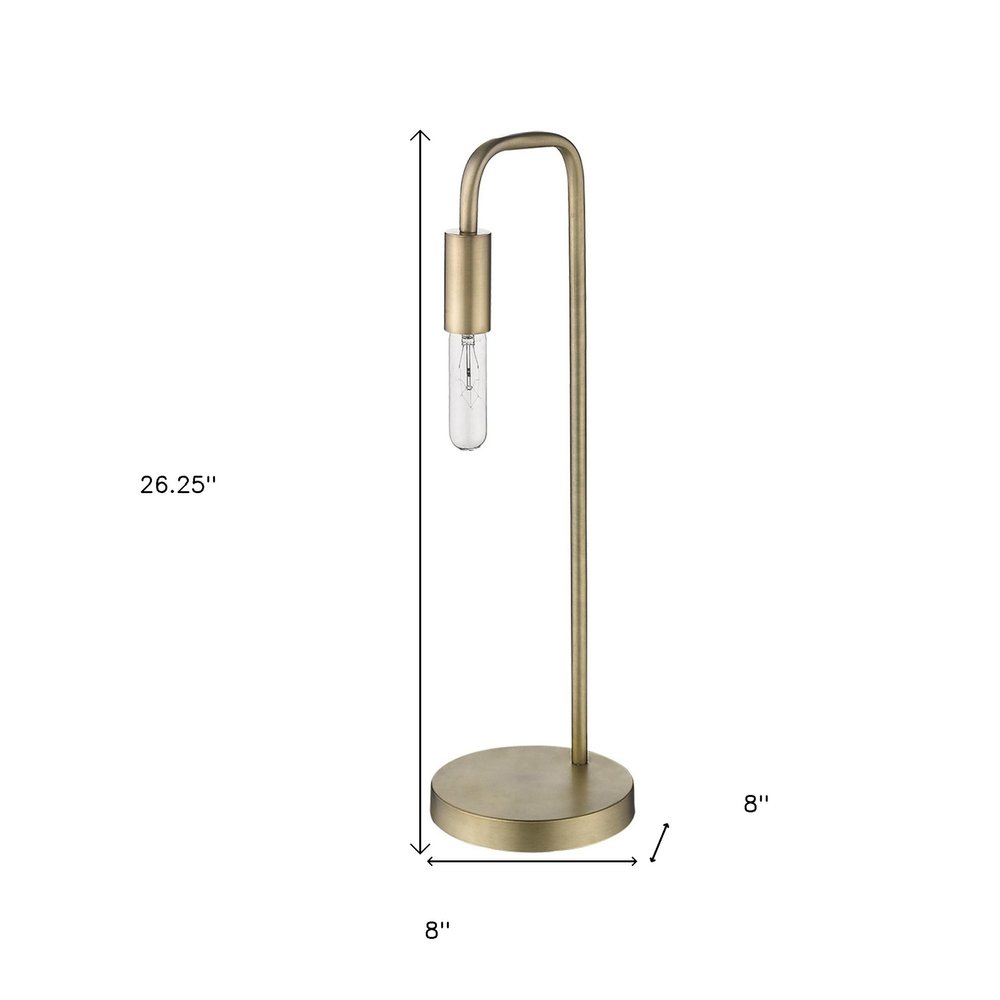 26" Brass Metal Table Lamp. Table lamp isolated on a plain white background, showing a metal surface.