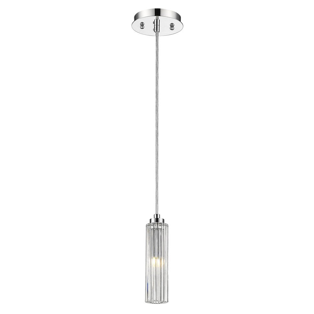 Solo 1-Light Polished Chrome Pendant With Multi-Faceted Round Crystal Shade on a white background