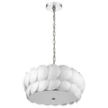 Selene 6-Light Polished Chrome Pendant With Overlapping Frosted White Glass Discs Shade on a white background