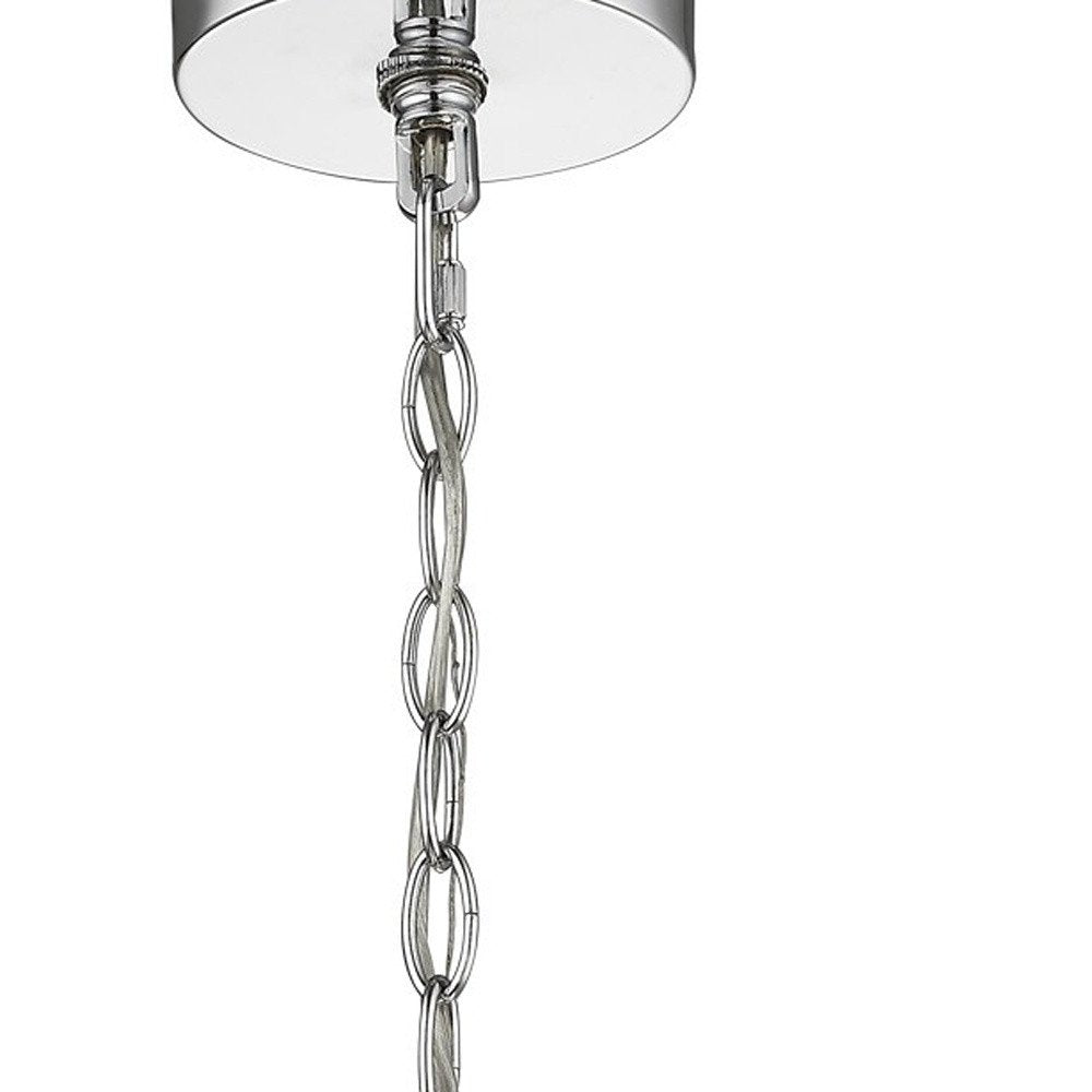 Selene 6-Light Polished Chrome Pendant With Overlapping Frosted White Glass Discs Shade on a white background