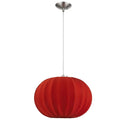 Shanghai 1-Light Brushed Nickel Pendant With Sheer Red Ribbon Shade on a white background