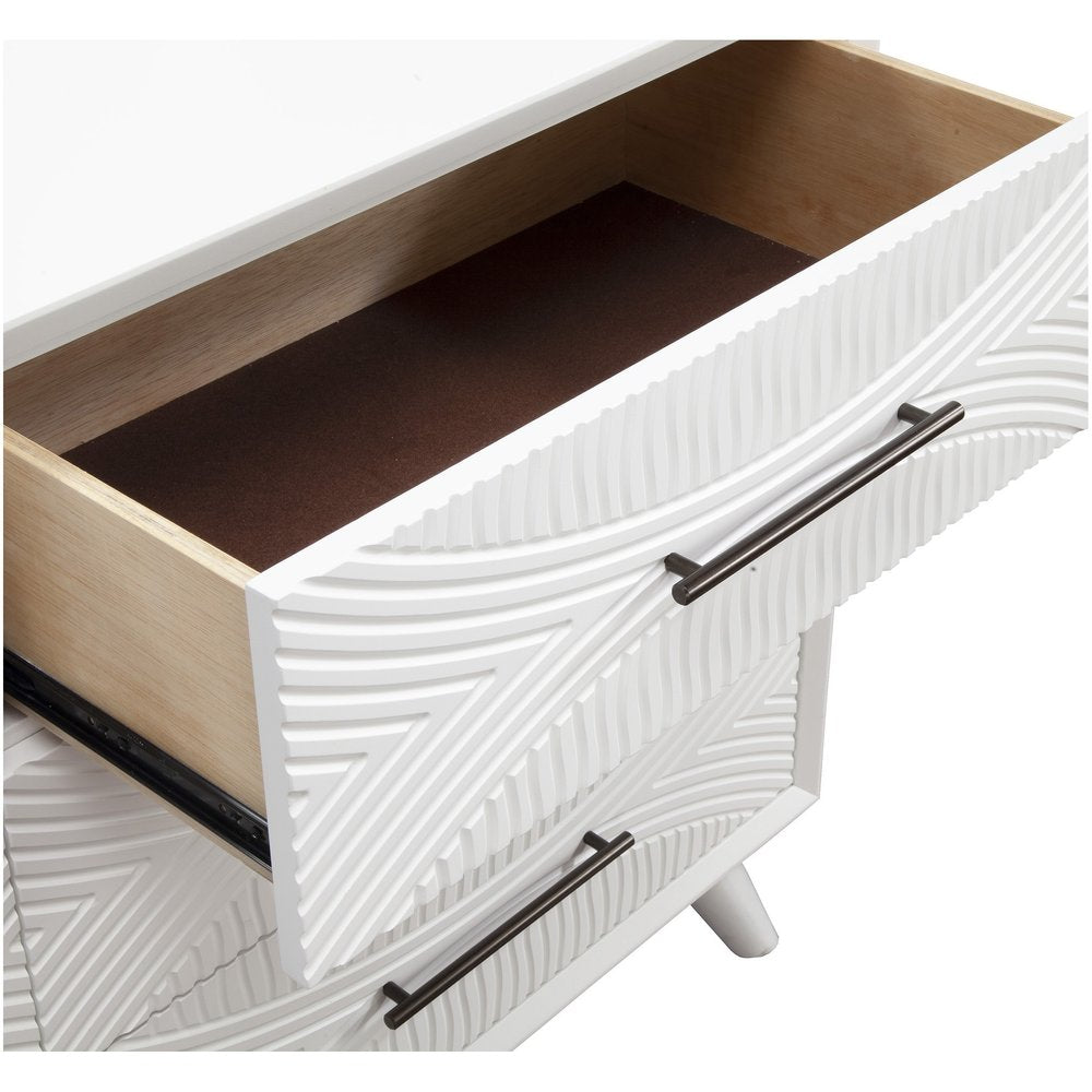 26" Solid Wood and Wood Two Drawer Nightstand - 26" H x 22" W x 16" D. Nightstands & bedside table isolated on a plain white background, in a light gray wood finish.