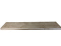 A solid wood shelf with a light gray finish on a white background.