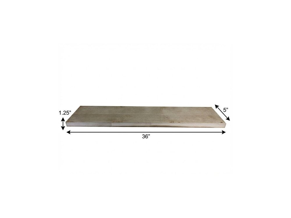 5" Solid Wood Wall Mounted Shelving Unit. Wall mounted shelve isolated on a plain white background, finished in tan wood.