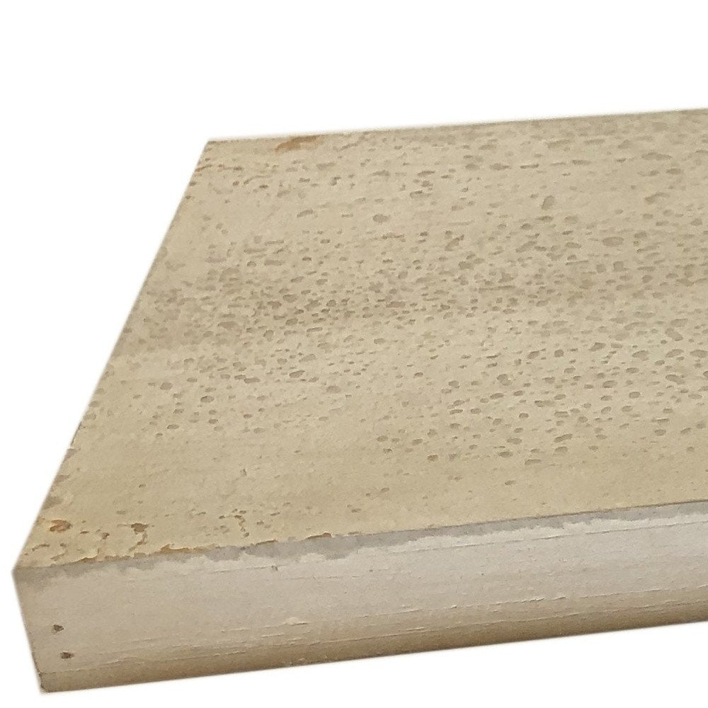 24" Solid Wood Rustic Wall Mounted Shelving Unit. Wall mounted shelve isolated on a plain white background, showing a off-white wood surface.