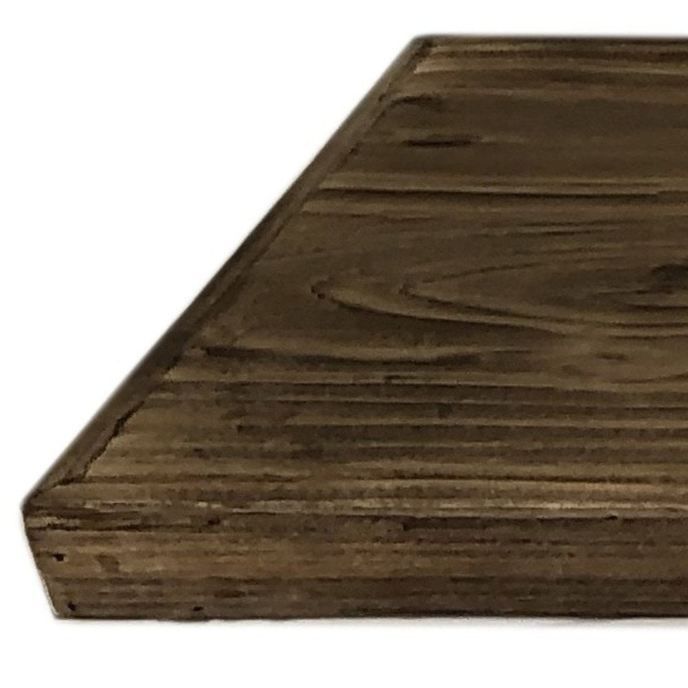 24" Solid Wood Wall-Mounted Shelving Unit. Wall mounted shelve isolated on a plain white background, showing a brown wood surface.