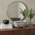 5" Gray Metal Hand Painted Decorative Tub Tabletop Sculpture