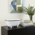5" White Metal Hand Painted Decorative Tub Tabletop Sculpture