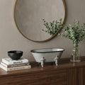 5" Gray Metal Hand Painted Decorative Tub Tabletop Sculpture