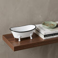 3" White Fabric Hand Painted Decorative Tub Tabletop Sculpture