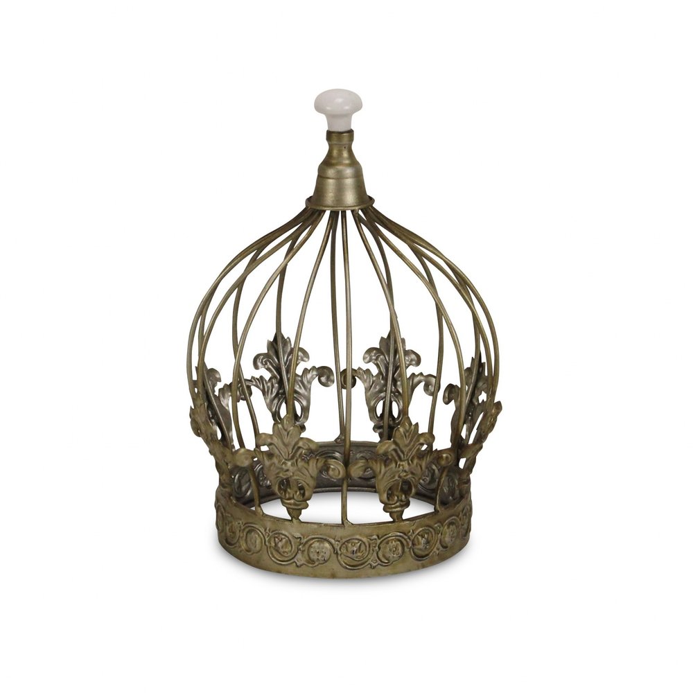 10" Bronze Metal Hand Painted Decorative Crown Tabletop Sculpture. Sculpture isolated on a plain white background, showing a bronze metal surface.