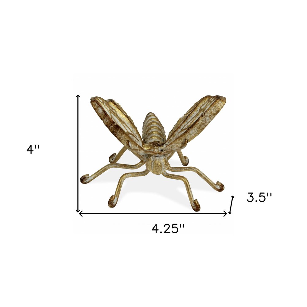 4" Gold Cast Iron Butterfly Tabletop Sculpture