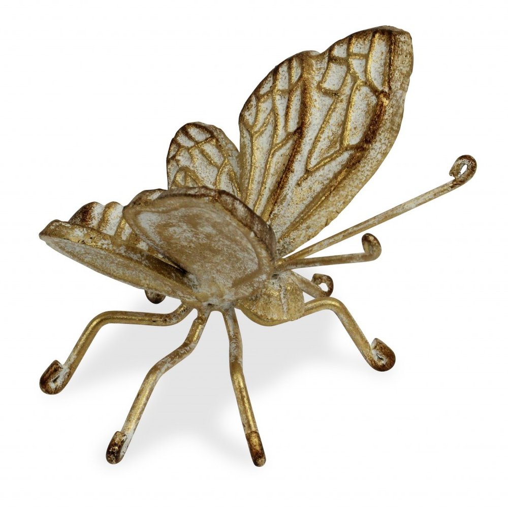 4" Gold Cast Iron Butterfly Tabletop Sculpture