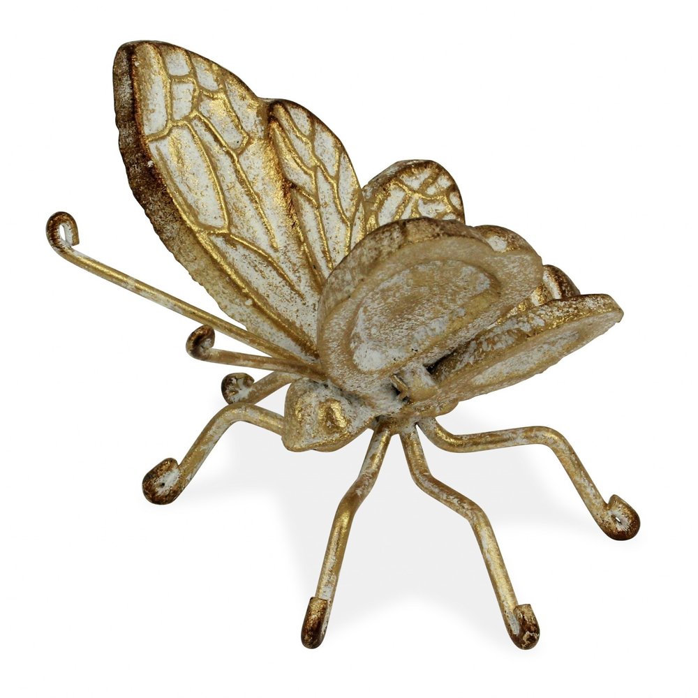 4" Gold Cast Iron Butterfly Tabletop Sculpture