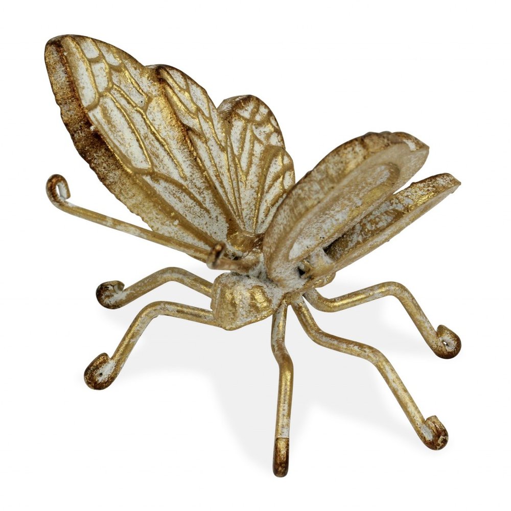 4" Gold Cast Iron Butterfly Tabletop Sculpture