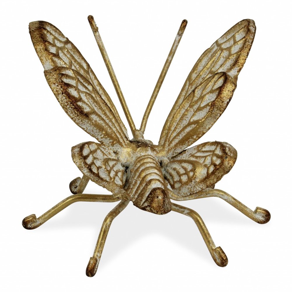 4" Gold Cast Iron Butterfly Tabletop Sculpture