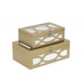 Set of Two Gold Wood Desk Organizer on a white background