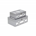 Set of Two Silver Mirrored Glass And Wood Box With Lid on a white background