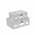 Set of Two White Mirrored Glass And Wood Box With Lid on a white background